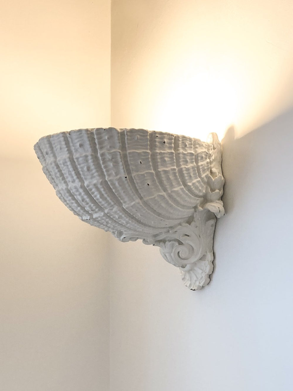 Large Plaster Scallop Shell Uplight Wall Light